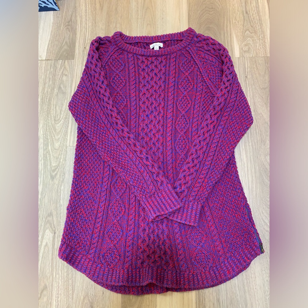 L.L. Bean Signature Cotton Fisherman Tunic Sweater Bright Sapphire Size L